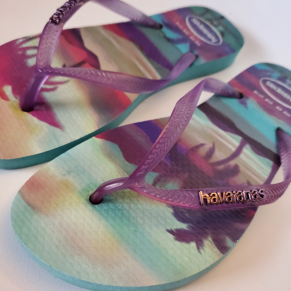 Havaianas Tropical Sandals  Purple Blue, 6 - Picture 2 of 5